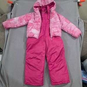Rothschild Girls Pink Tie Dye Snowsuit Set 2pc Puffer Jacket Bib Overall Size 6X